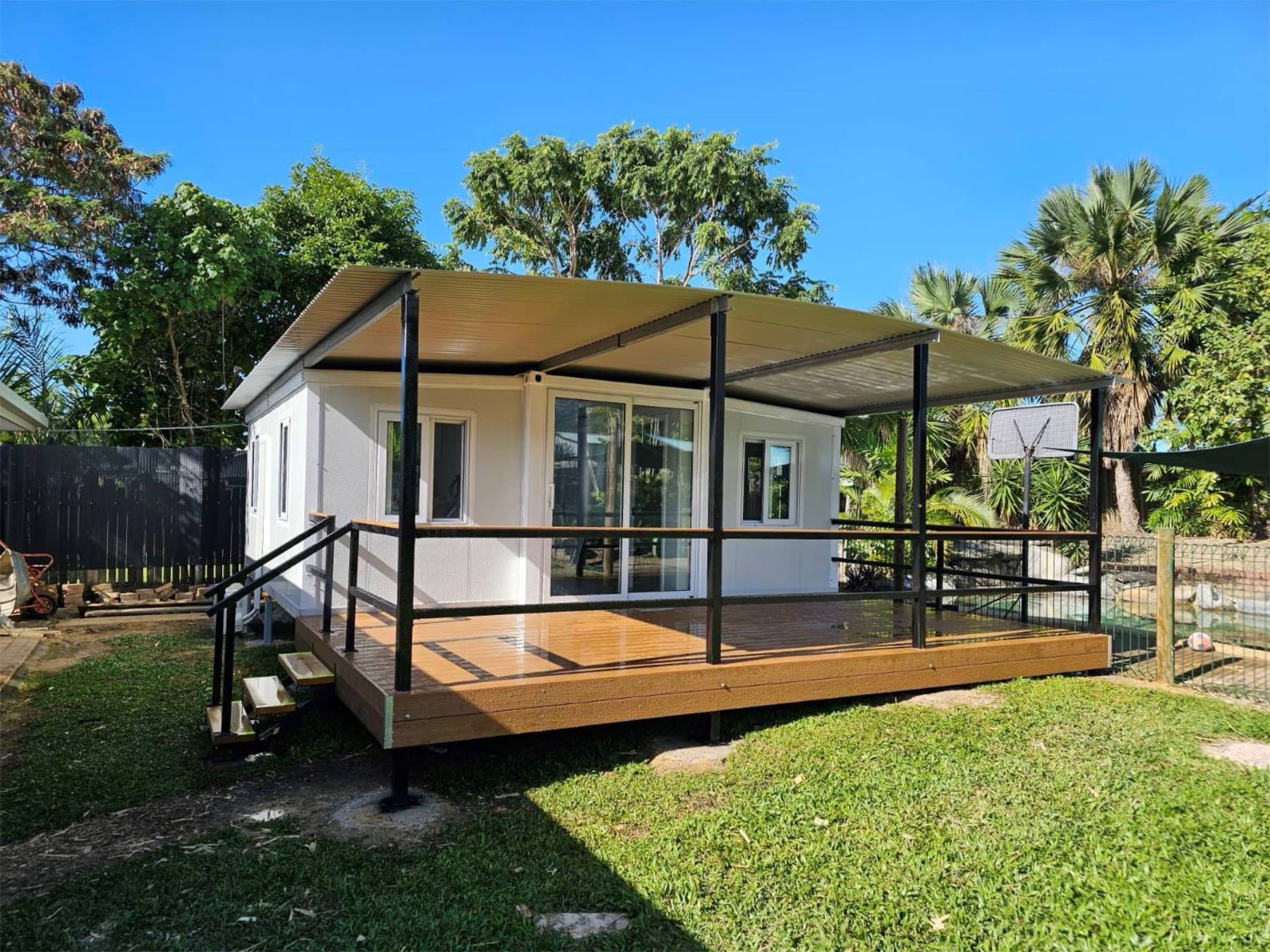 Expandable prefab home installed outdoors